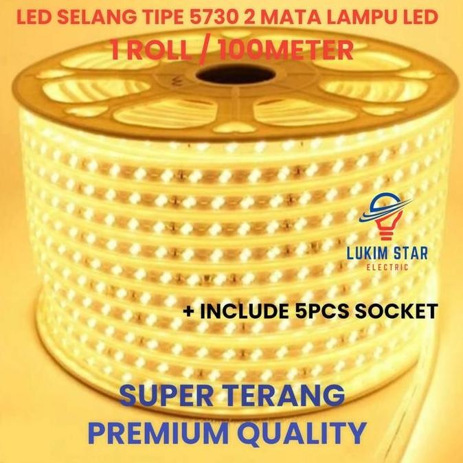 Lampu Led Selang Smd 5730 2Mata Led 100M Lampu Led Strip Selang 220V 1Roll 100M Meter