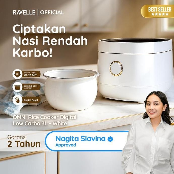 TERMURAH - Ravelle OMNI Rice Cooker Ravelle .2 Liter Nasi ( Liter) - Digital Low Carbo Rice Cooker