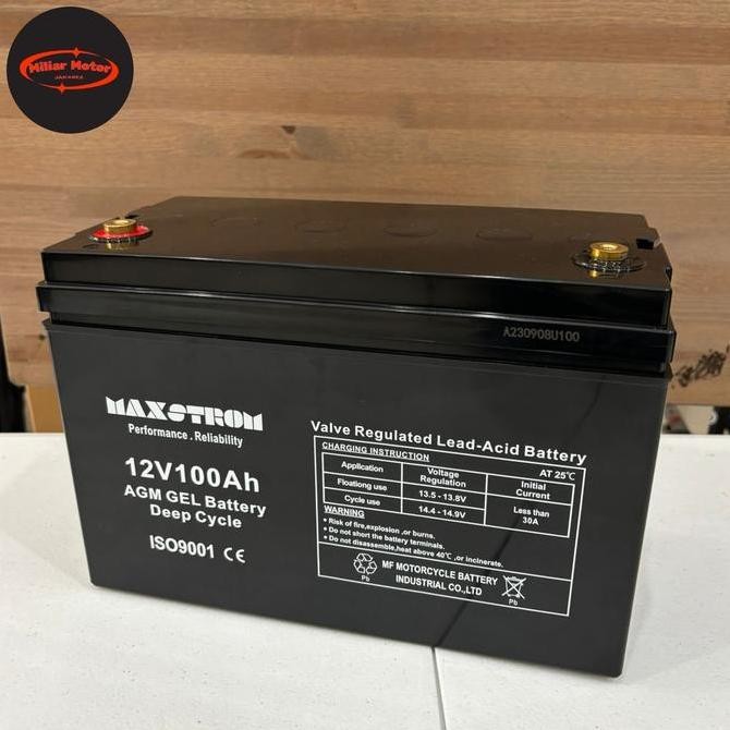 HARGA DISC - Aki Kering Solar Panel UPS PLTS Battery VRLA 12V 100Ah AGM Deep Maxstrom