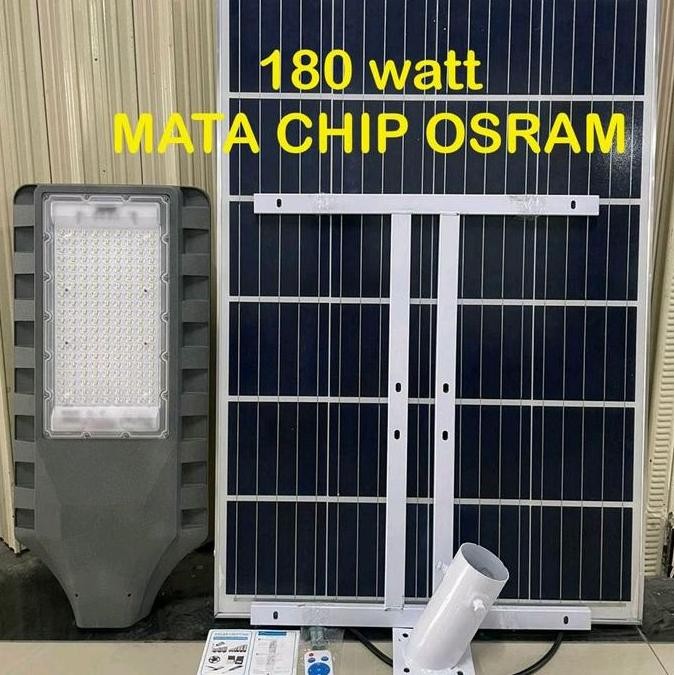 pju lampu jalan LED solar 180w mata osram / lampu pju solar panel two in one mata chips osram