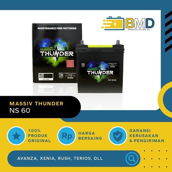NEW - Aki Massiv Thunder NS60 - Aki Mobil Avanza, Rush, Gran Max, Carry, APV