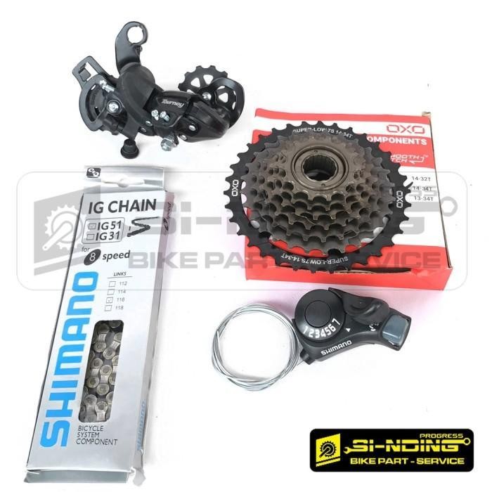 SS Groupset Gear Belakang Sepeda Shimano 7 Speed Megarange Ulir Drat 34T