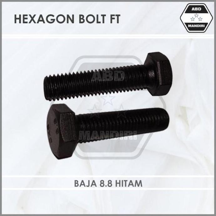 Baja Hitam 8.8 Baut Hexagon M16 X 40 ( Black Hex Bolt ) M16X40 Ft