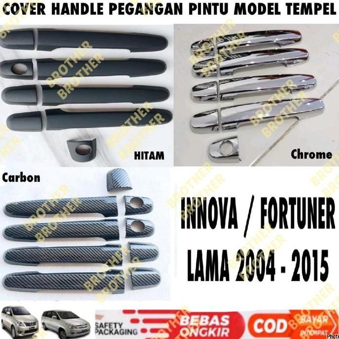 Cover Handle Pintu Innova Fortuner Lama 2004 2008 2010 2012 2014 2015 Hitam Chrome Carbon Murah