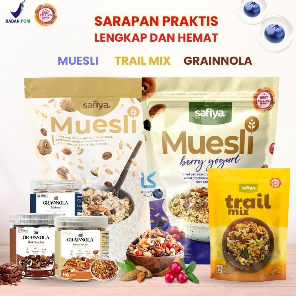 

[Breakfast Meals Diet] Oatmeal Muesli Safiya 500 gr + Trail Mix 250 gr + Granola Timur Tengah 250 gr