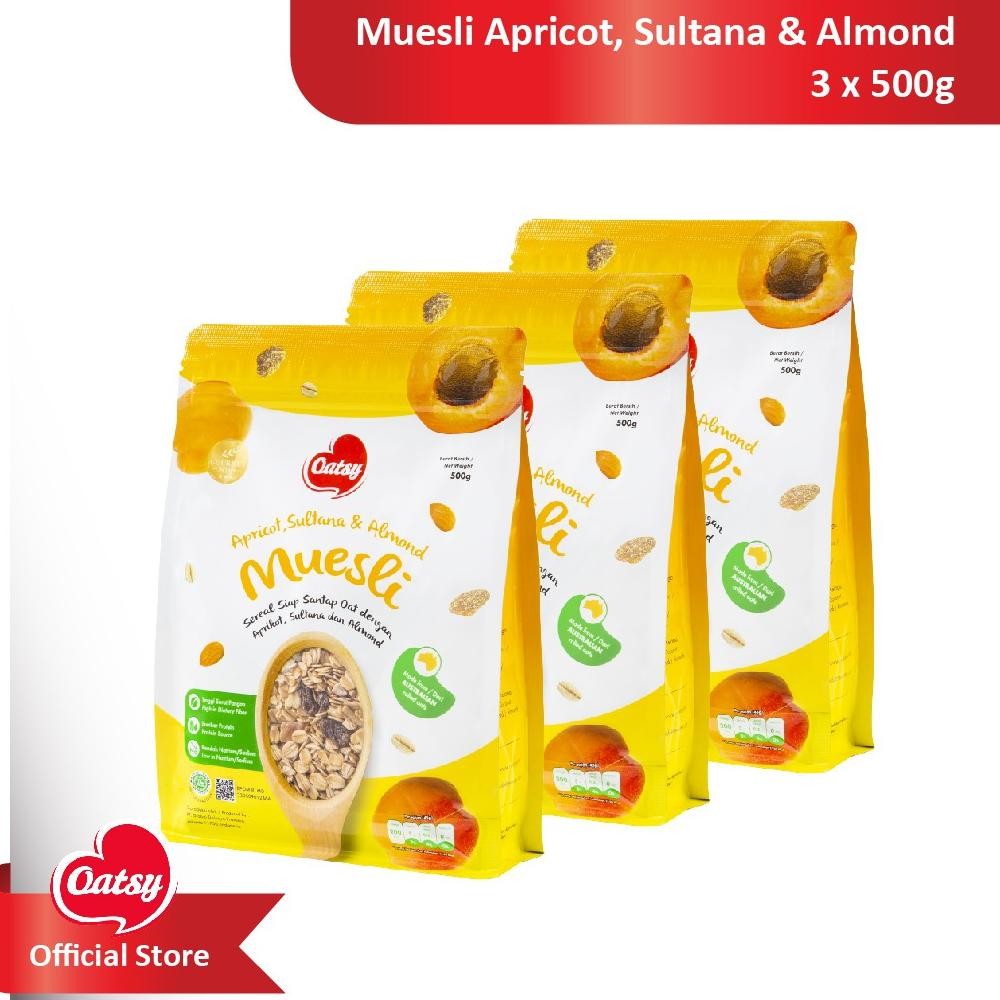 

Oatsy Muesli Apricot Sultana dan Almond 500g (Triple Pack)