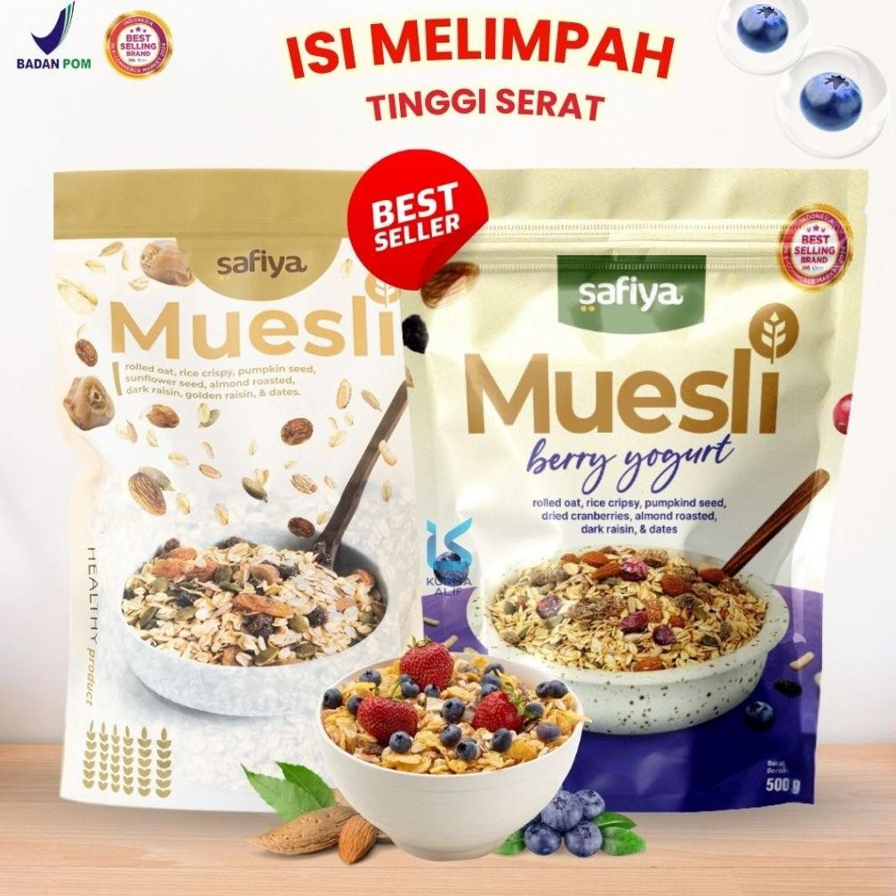

Muesli Safiya 1 Kg Oatmeal Dried Fruit Almond Mete Sereal Diet Sehat