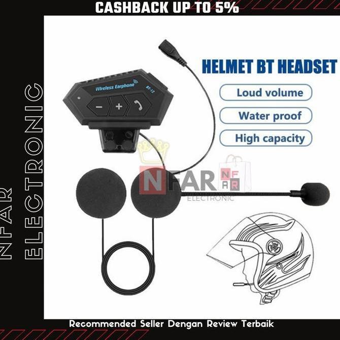 HEADSET HELM BLUETOOTH WIRELESS TAHAN AIR EARPHONE HELM MIC MICROPHONE Original