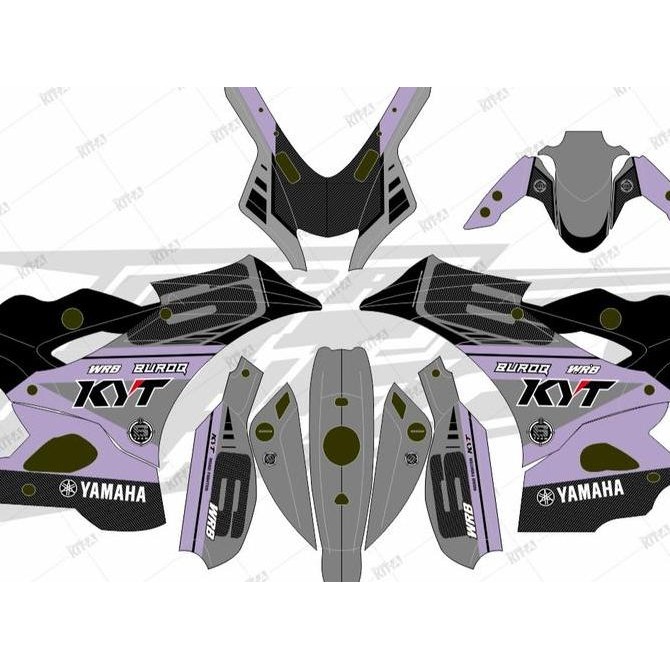 Decal Stiker R15 V3 motif kombinasi warna hitam abu lilac Original