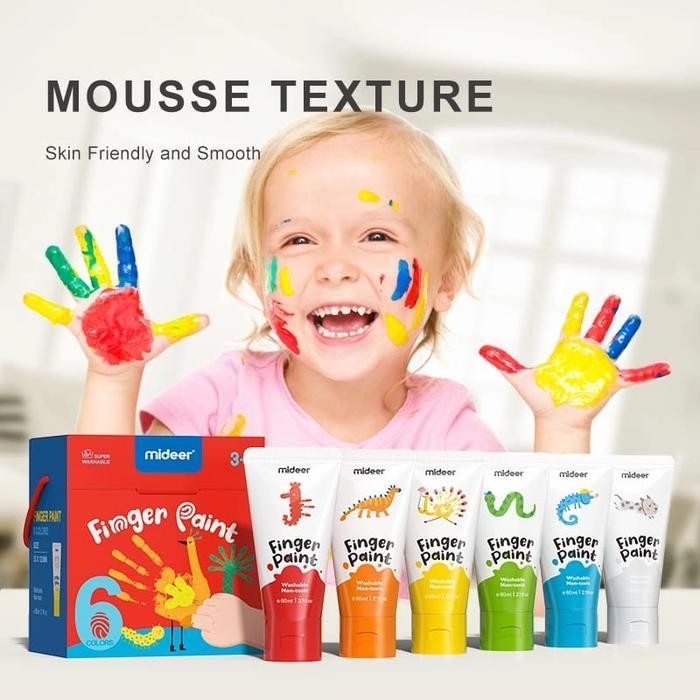 

Mideer Finger Paint Isi 6 Pc Mainan Cat Anak Aman Washable Non Toxic