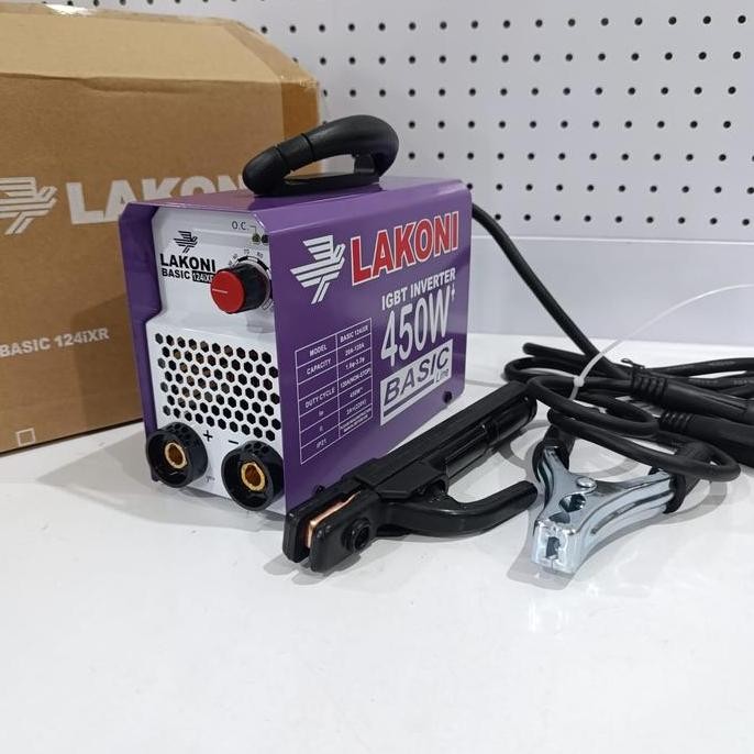 NEW LAKONI MESIN LAS LISTRIK 450 WATT TRAFO LAS INVERTER LAKONI BASIC 124IXR 450 WATT FULL SET DAN J