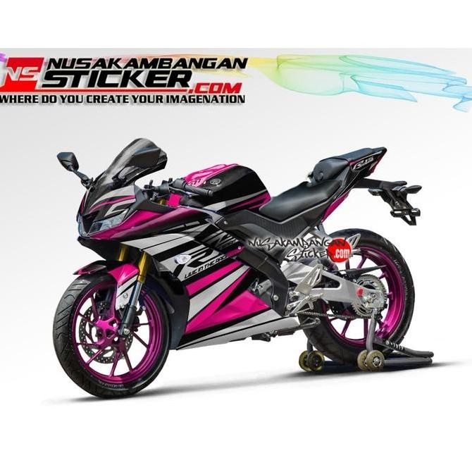 Decal Stiker Yamaha R15 V3 VVA 155 Grafis Hitam Pink 05 Original