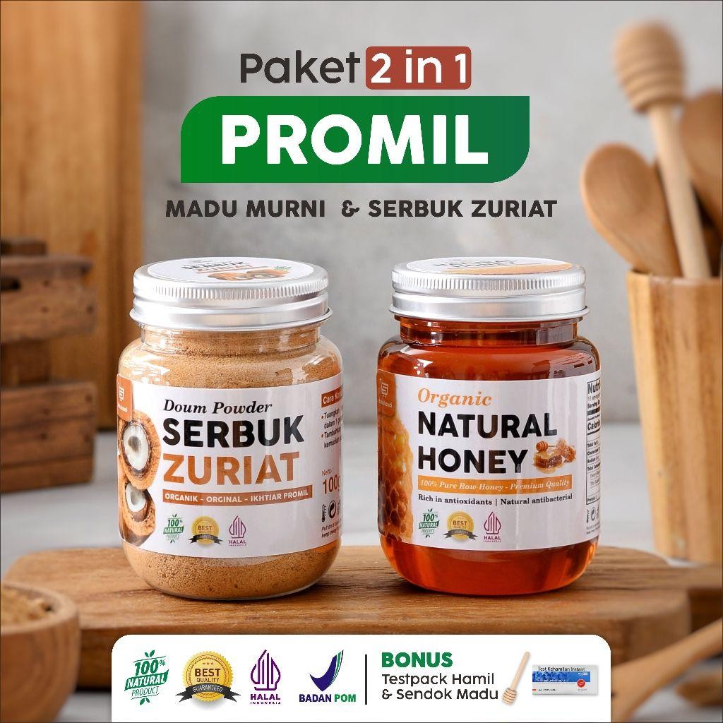 

LS Serbuk Zuriat Paket PROMIL 100% Original + Madu Murni Bubuk Dzuriat Zuriyat Buah Doum Dzuriyat Asli