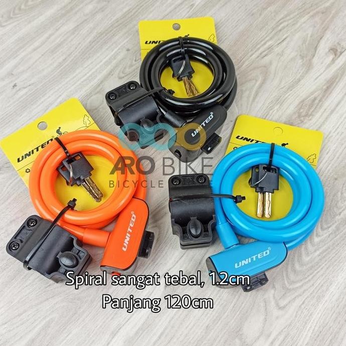 PROMO - Gembok kunci pengaman sepeda helm motor United KS kunci spiral