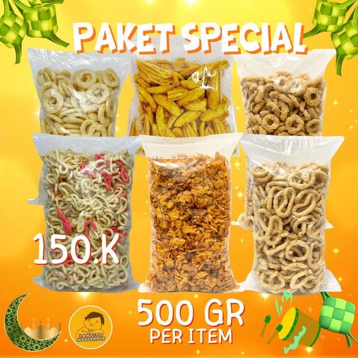 

LS Peket Special Ramadan - 500 Gr Dapat 6 Variant - Cemilan Snack Gurih Asin Manis Paket Lebaran Food Gift