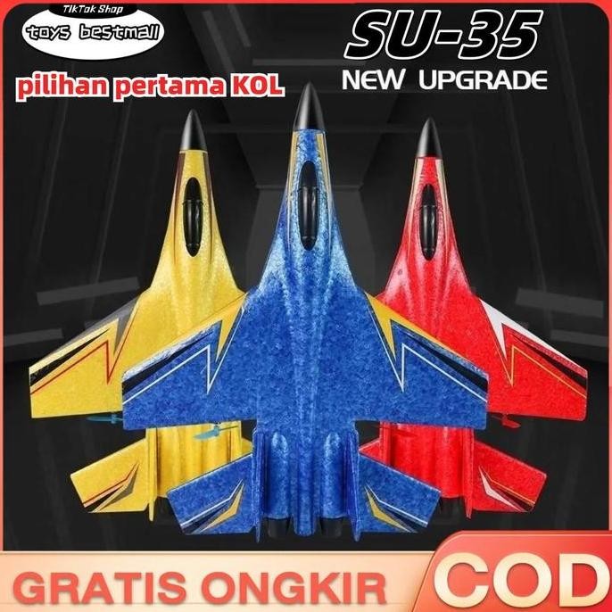 Anak & DewasaPesawat RC Foam Glider Warna (Biru-Kuning-Merah) - Mainan Terbang Edukasi Aerodinamika,