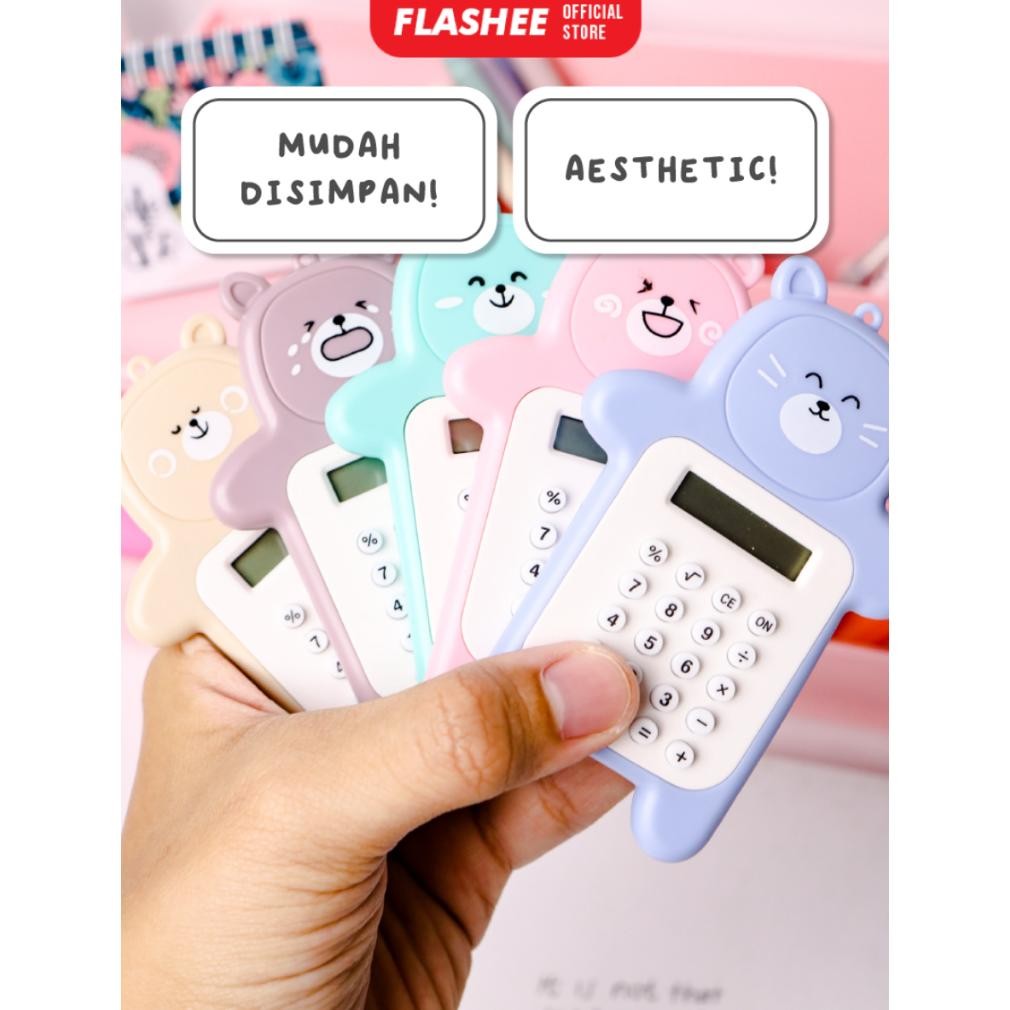 

New Flashee Kalkulator Beruang Mini Aesthetic Kalkulator Lucu Motif Bear 8 Digit Calculator Portable !!
