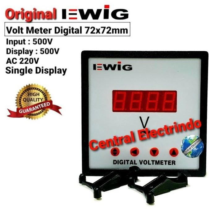 TERLARIS - Volt Meter Digital Led E294U 72x72mm phase EWIG.