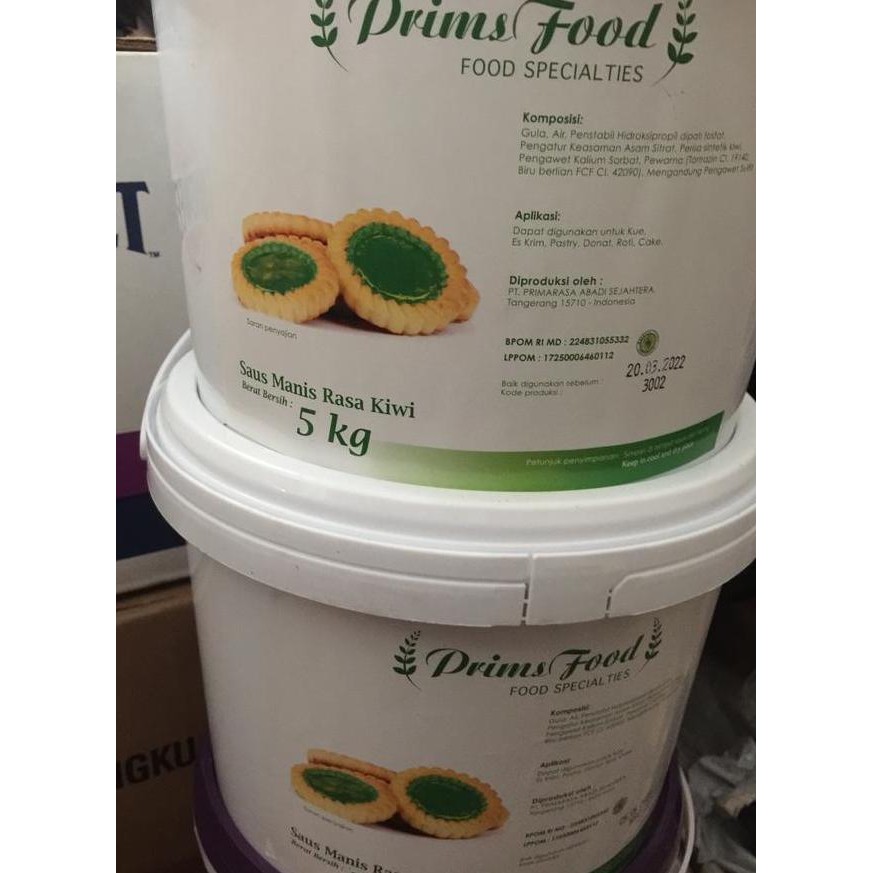 

Primsfood Selai Kiwi 5 Kg Filling Topping Isian Roti Kue