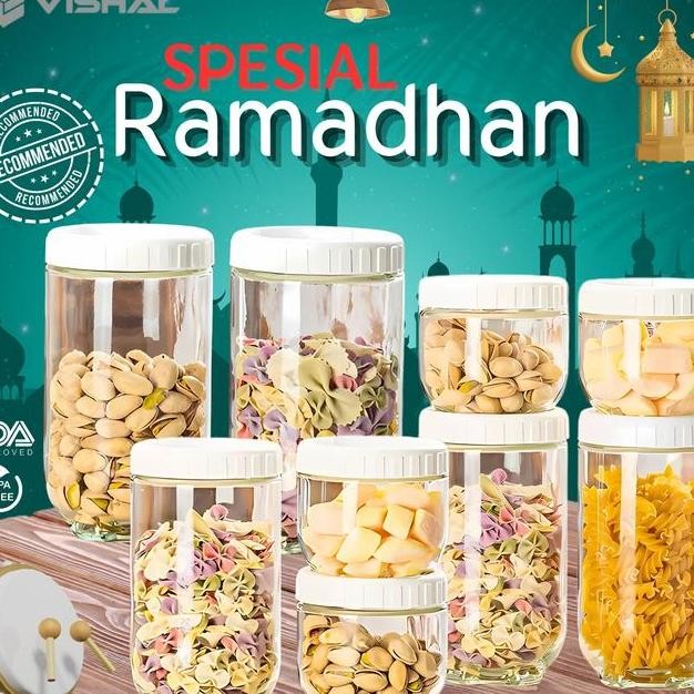 Vishal 4 In 1 Toples Kaca Set Canister Toples Satuan Seal Sna Jar Toples
