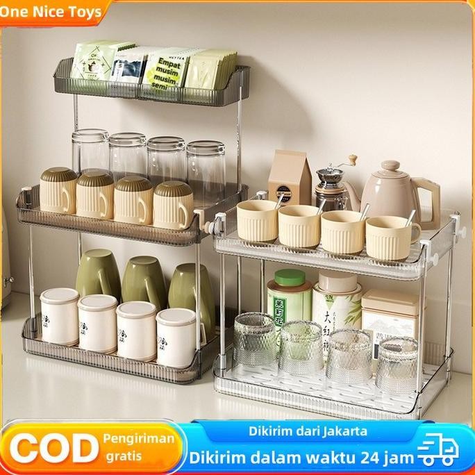 Rak Cangkir Rak susun Serbaguna Rak Meja Rak Dapur rak bumbu/Rak Aqua Gelas Estetik Rak Serbaguna Te