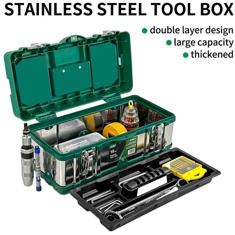 Isku Tool Box Besar 20 Inch Box Alat Perkakas Tool Box Bahan Stainless Steel Kotak Perkakas
