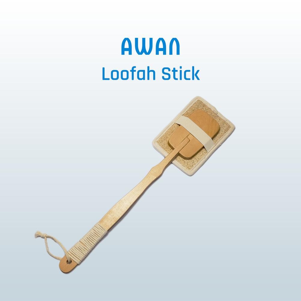 Awan Exfoliating Loofah Stick Sikat Punggung Natural Loofah Sponge Eksfoliasi