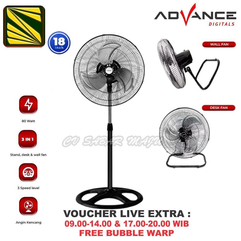 Advance 18 Inci Kipas Angin Dinding Wf 1835 Baling 5 Stainless Kipas Angin Tornado Fan Swing / Kipas
