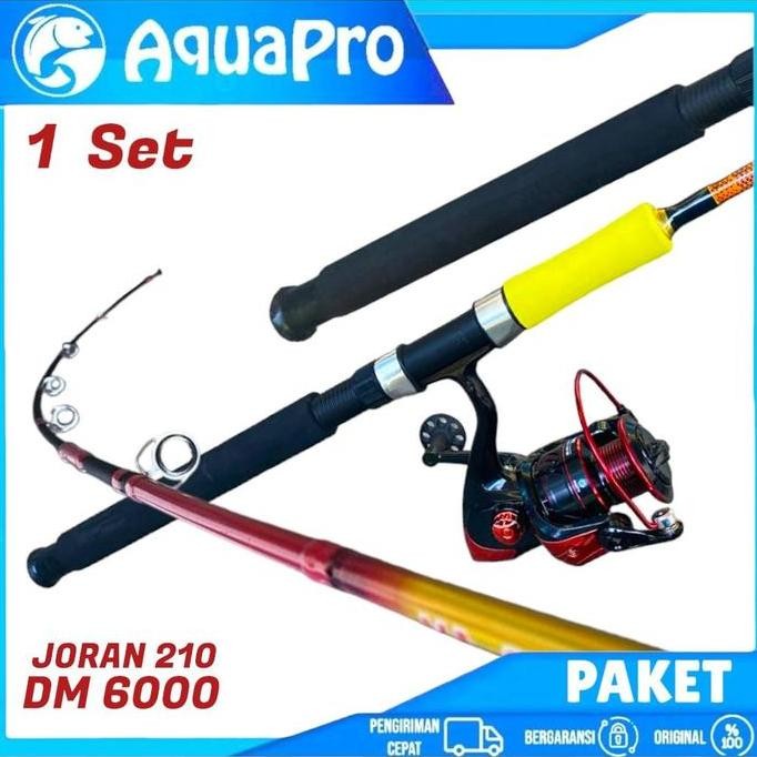 1 Set Paket Combo Joran Pancing AQUAPRO Max Drag 16Kg 150-210 cm Lengkap Roda Reel Pancing Spinning 