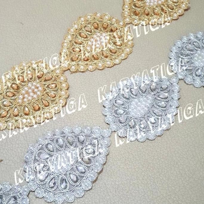 }}}}}}] Kode 18730 - Renda India Bordir Emas Full Manik Mote (10 Yard)