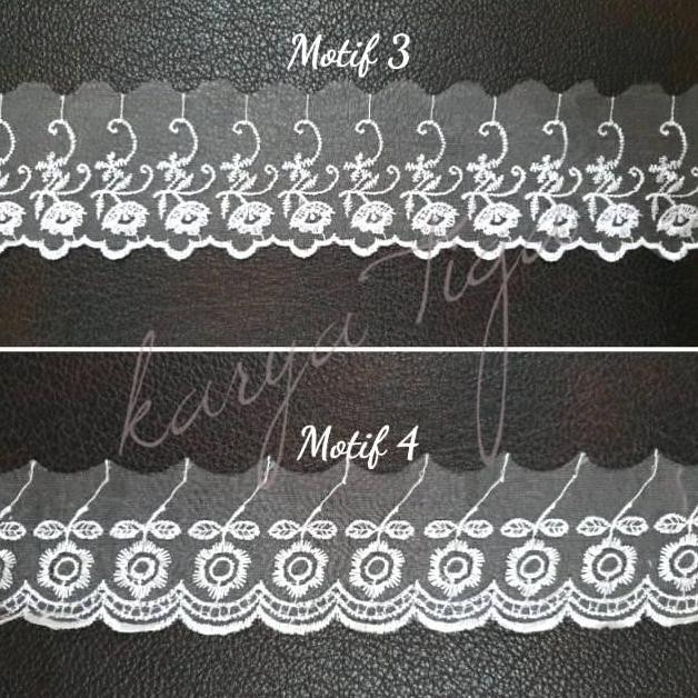 

@=@=@=@=] Renda Kaca / Nilon Bordir Putih Lebar 6 cm (15 yard)