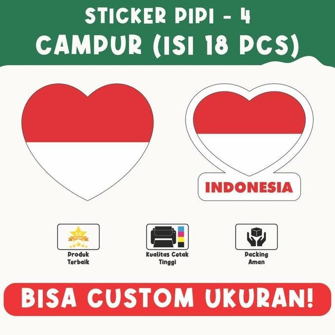 

Sticker Bendera Pipi INDONESIA Kemerdekaan 17 Agustus Agustusan isi 20PCS Desain Nasionalis, Material Berkualitas