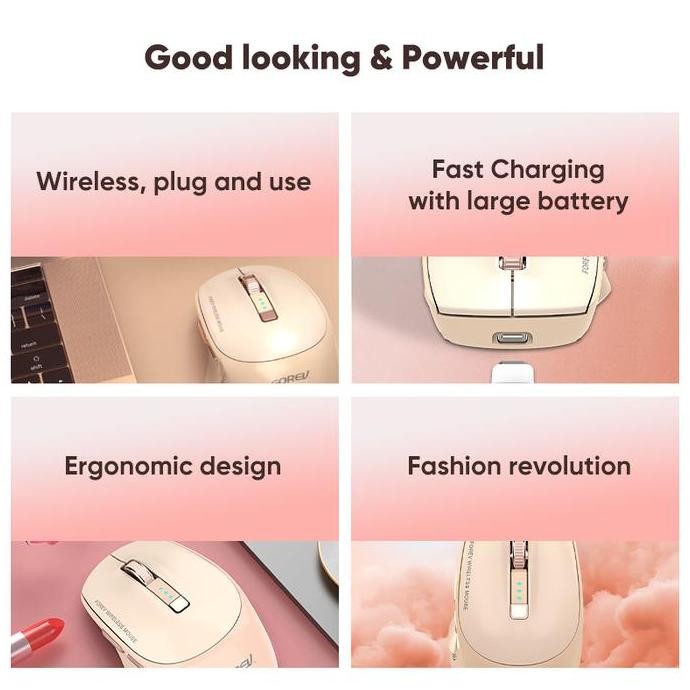 mofii FV-985 Wireless Mouse Bluetooth Type-C Fast Charging Silent Clik - Beige, Black, EVABlue