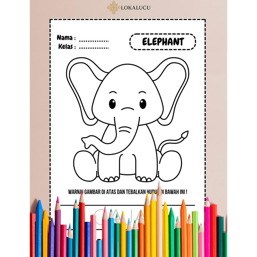 

50 Lembar Mewarnai Anak A5 50 Lembar Tema Hewan, Buah, Sayur, dan Profesi Kertas HVS Tebal Ready stock