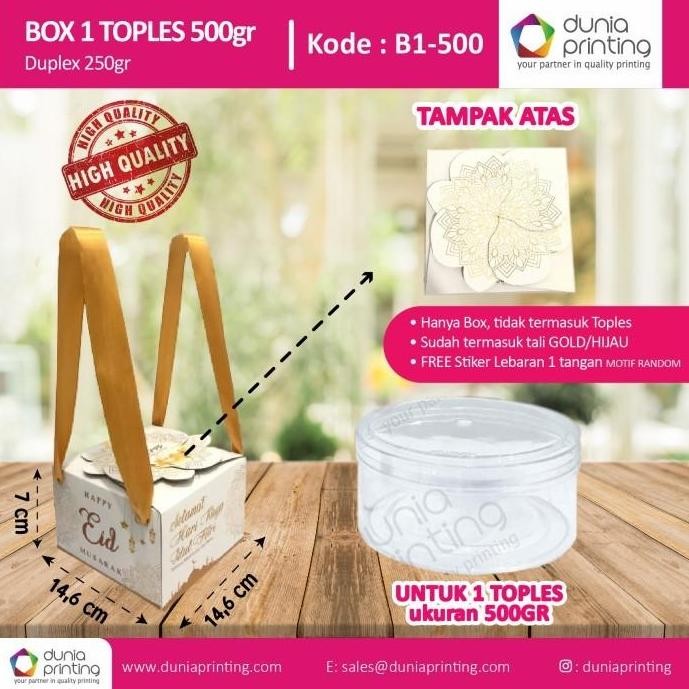 

Box Toples Lebaran - Bahan Duplex 350 grm +laminate +free pita +stiker
