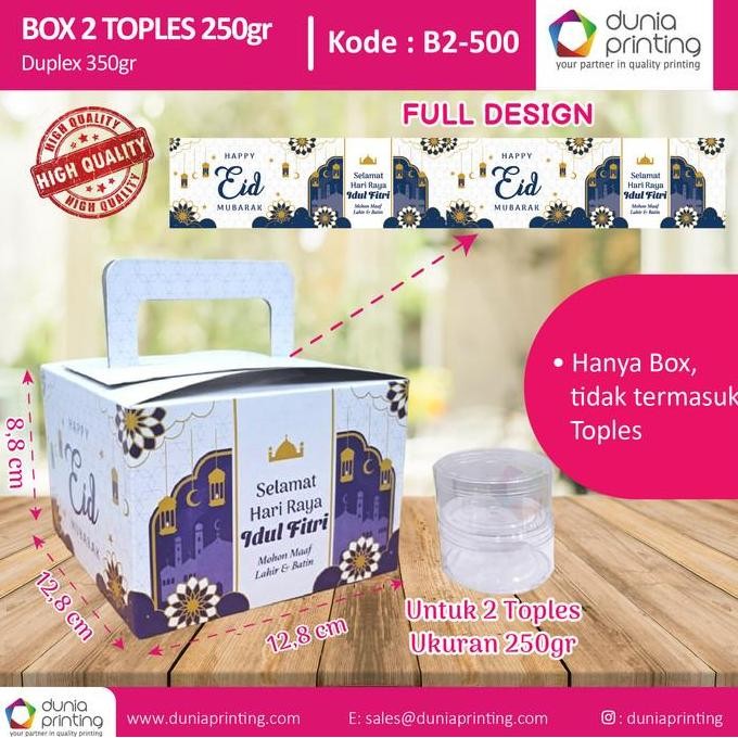 BOX Toples kue 250gr - isi 2 toples 250gr Kotak Kue Kering Parcel