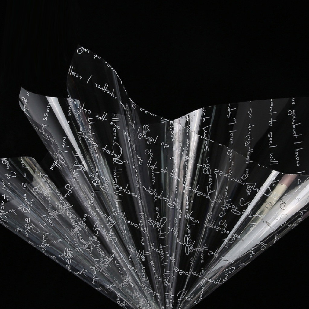 

20 LEMBAR Kertas Buket Bunga Flower Wrapping Plastik OPP Motif Full Tulisan Cellophane Transparant Bening Waterproof KB6190