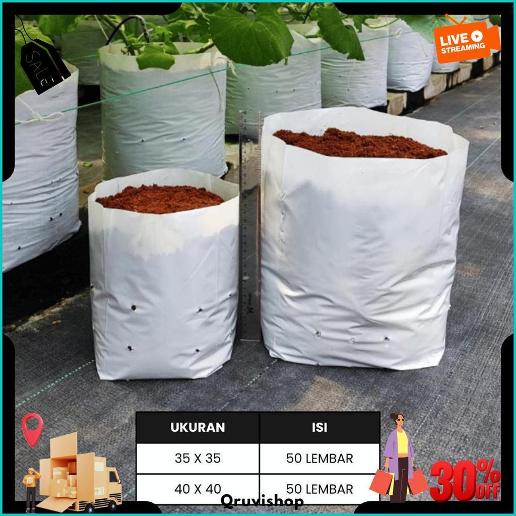 Polybag Putih 40 X 40 Isi 50 Lembar - Polybag Putih / Putih-Hitam Terlaris