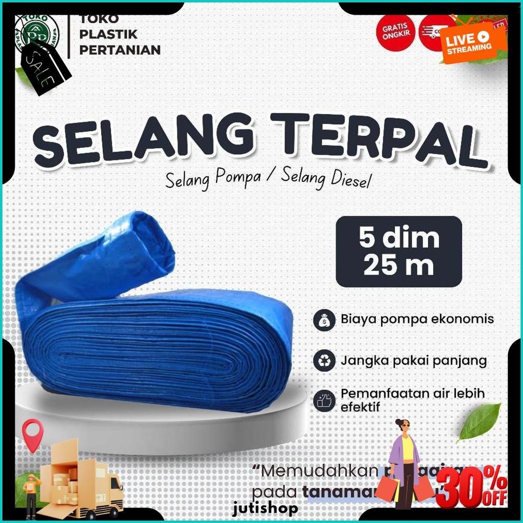 Selang Terpal Plastik 5 Dim 25Cm Panjang 25 Meter - Selang Diesel Bisa Cod