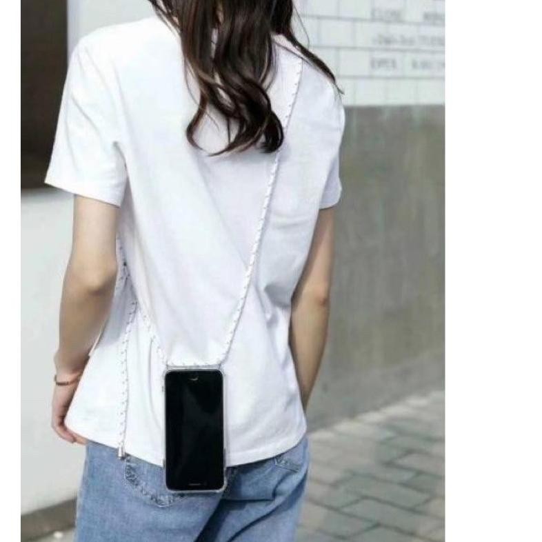 Prermium Oppo F9/A5S/A12/A7/A3S/F3/F5/F7/F7 Youth Case Anticrack Clear Premium Tali Nagita Lanyard C