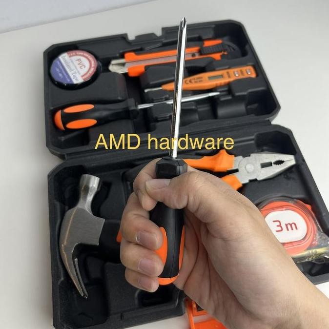 Handtools TOOLBOX Tool Kit SET Perkakas 9 pcs JLD (tekiro,stanley)