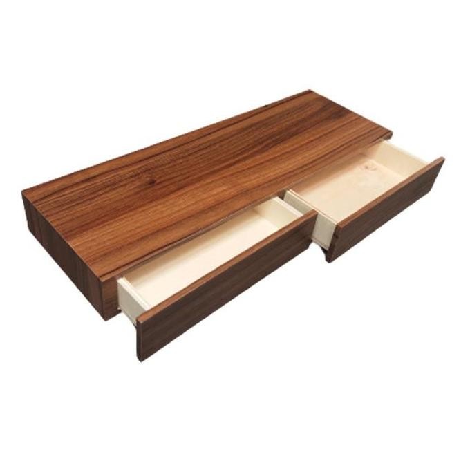 Rak Kayu Ambalan Dinding Kamar Double Pintu Laci 60X20Cm Allshop