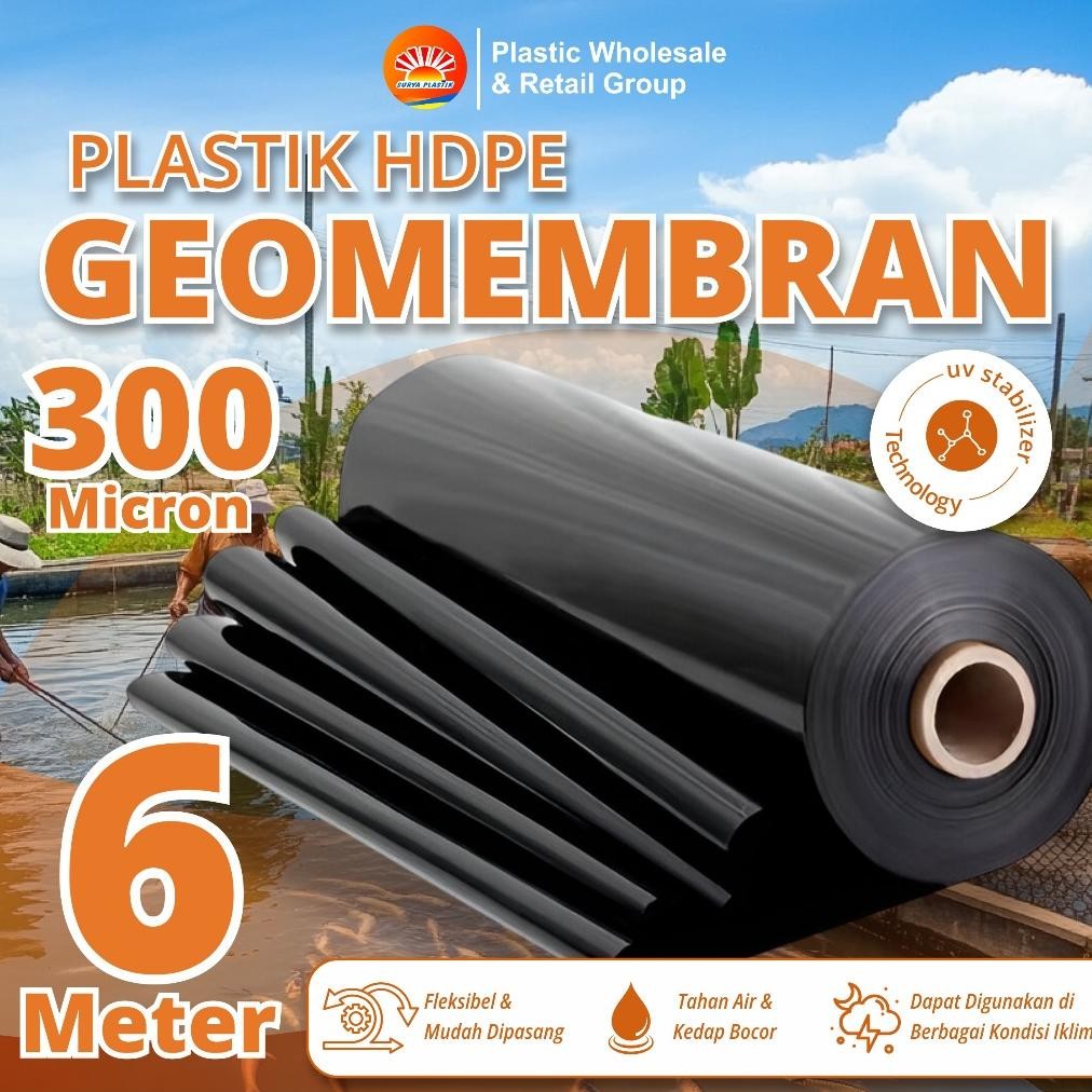 Geomembran HDPE Tebal 300 / 500 Micron Lebar 6 Meter