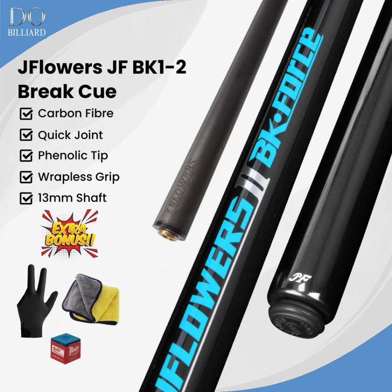 Stick Billiard JFLOWERS JF BK1-2 Break Cue Wrapless Grip Carbon Fiber Shaft Stick Billiard / Stick J