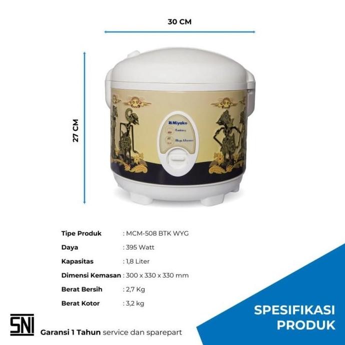 Miyako Mcm508Btkwyg Rice Cooker 1.8 Liter - Batik Wayang