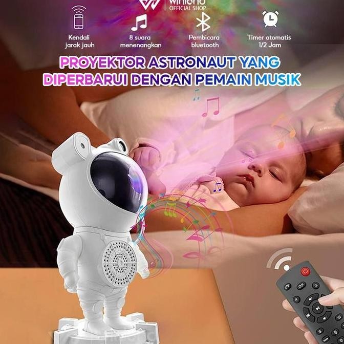 Winland Lampu Proyektor Bintang Astronot Laser Speaker Bluetooth Galaxy Star Projector Night Light S