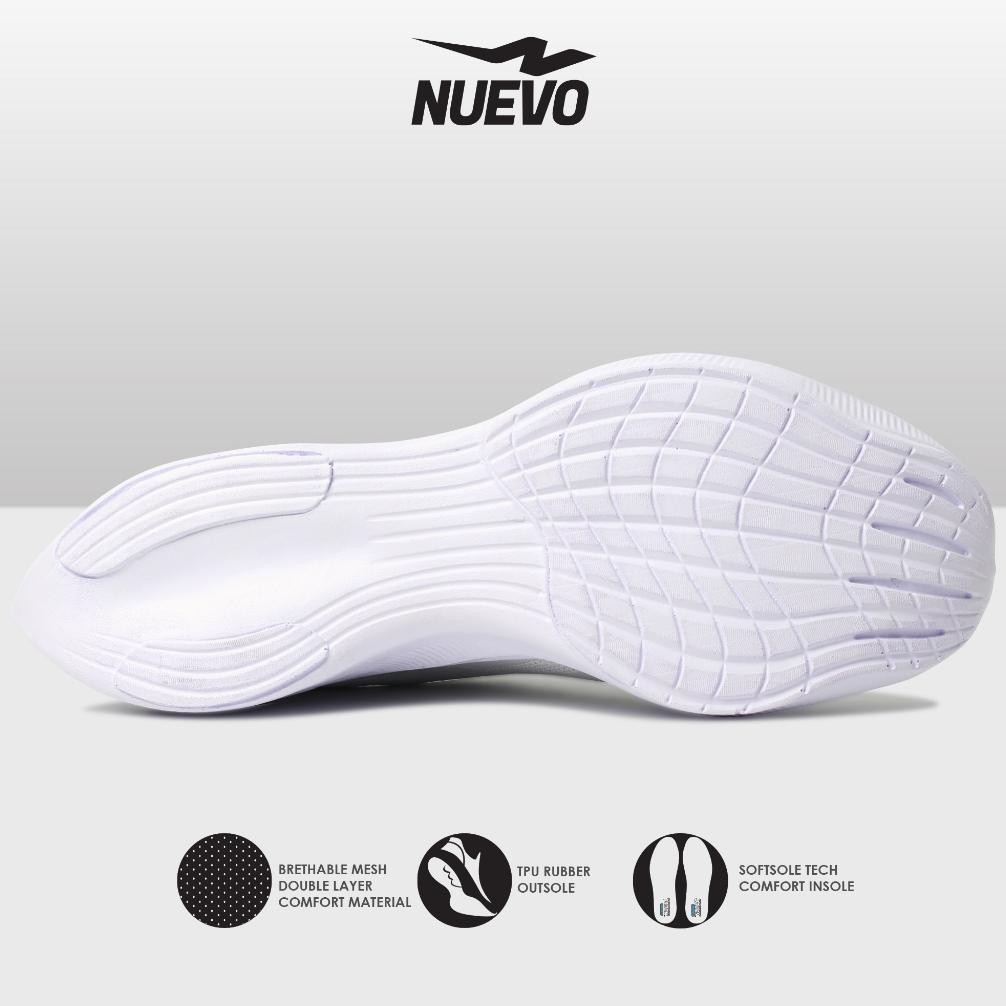 Cod Nuevo - Sepatu Running Nuevo Velocity Putih Silver Olahraga Jogging Lari Pria Ga24