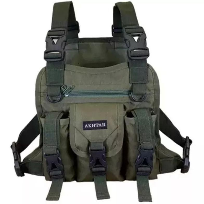 Ct_C1077 Tas Dada Pria Tactical Army Hitam Cordura 1000D Tu26