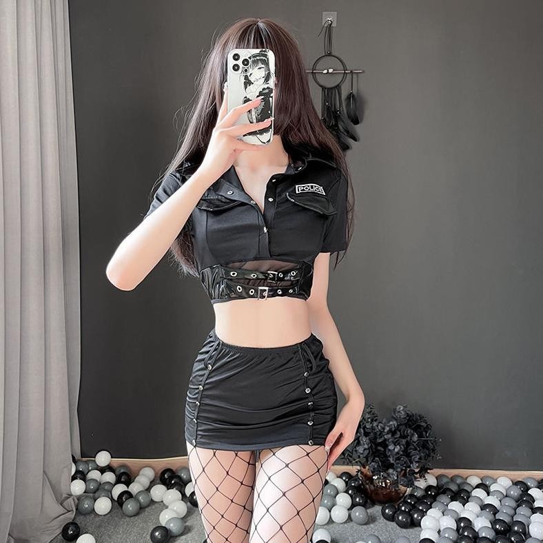 indahnya69 Polisi Wanita Seksi Mengenakan Piyama Bermain Peran Seragam Jangkar Rok Klub Malam