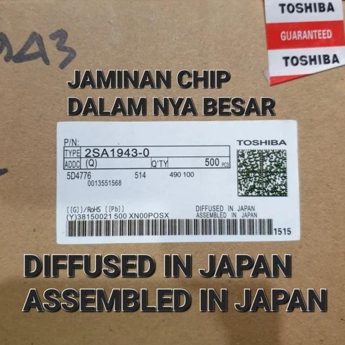 TOSHIBA TRANSISTOR C5200 A1943 ORIGINAL JEPANG LOT 715 CHIP BESAR HARGA SATU SET BARU MULUS DAYA OUT